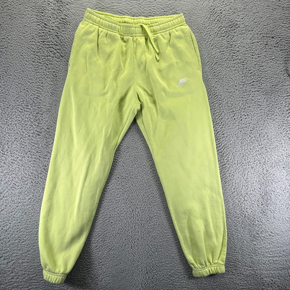 Nike Sweatpants Mens L Green Cotton Jogger Tapered Fleece Lined Gym Workout